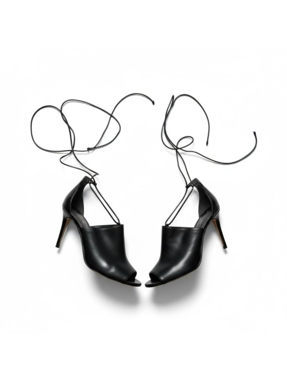 MICHAEL KORS COLLECTION Black Leather Laceup Sandals Heels Size 39 / US 9 - Picture 1 of 12